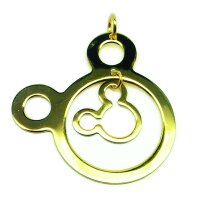 Wecker, 28 x 32 mm, 925 Sterlingsilber, vergoldet