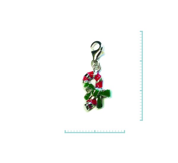 Charm "Zuckerstange Schleife" 925 Sterlingsilber, emmailliert
