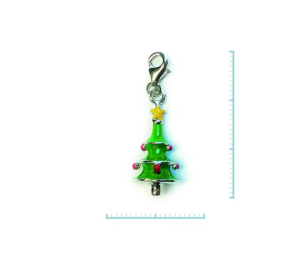 Charm "Tannenbaum mit Kugeln" 925 Sterlingsilber, emmailliert