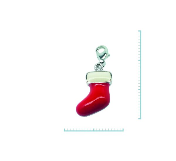 Charm "Nikolausstiefel" 925 Sterlingsilber, emmailliert