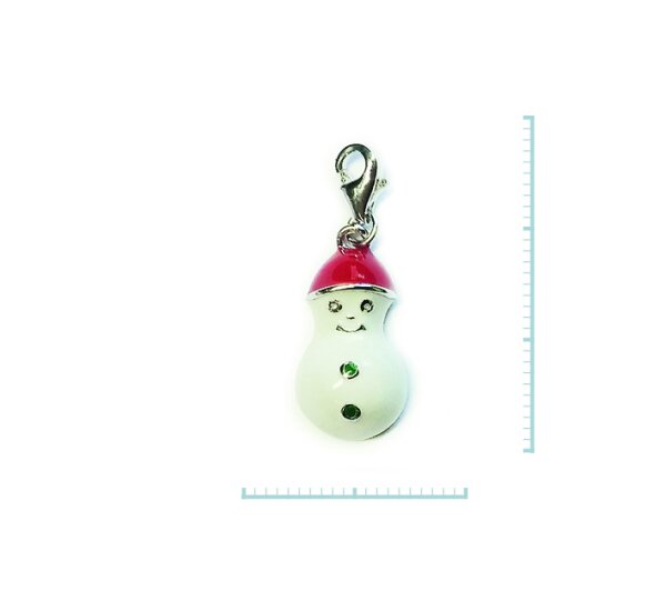 Charm "Schneemann mit Mütze" 925 Sterlingsilber, emmailliert
