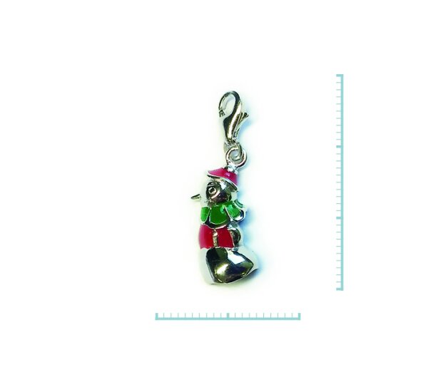 Charm "Schneemann mit Schal" 925 Sterlingsilber, emmailliert