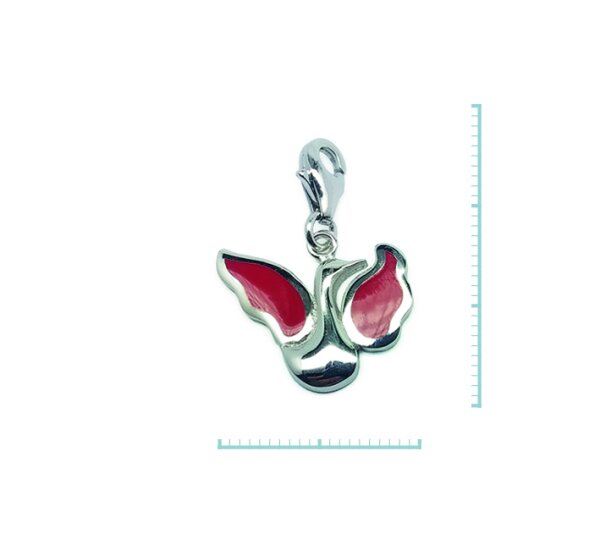 Charm "Abfliegender Schwan" 925 Sterlingsilber, emmailliert
