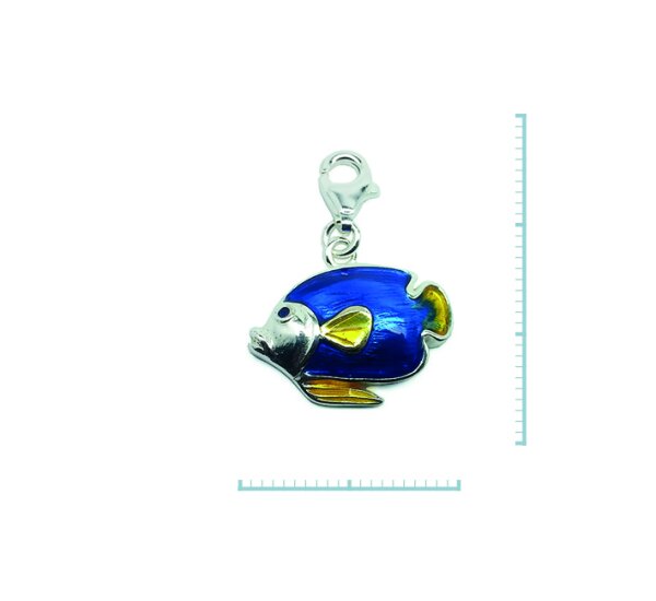 Charm "Fisch, blau/gelb" 925 Sterlingsilber, emmailliert