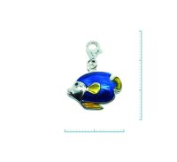 Charm "Fisch, blau/gelb" 925 Sterlingsilber,...