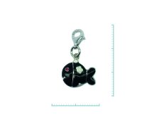 Charm "Fisch, schwarz" 925 Sterlingsilber,...