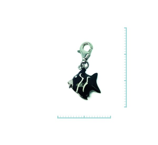 Charm "Fisch, schwarz" 925 Sterlingsilber, emmailliert