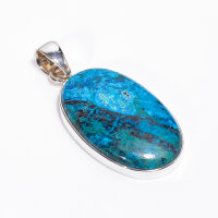 Anhänger, oval, aus 925er Silber, mit Chrysokoll