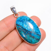 Anhänger, oval, aus 925er Silber, mit Chrysokoll