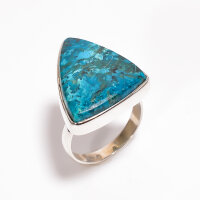 Ring, dreieckig, aus 925er Silber, mit Chrysokoll