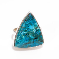 Ring, dreieckig, aus 925er Silber, mit Chrysokoll