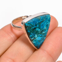 Ring, dreieckig, aus 925er Silber, mit Chrysokoll