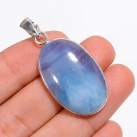 Anhänger, oval, aus 925er Silber, mit Blauquarz