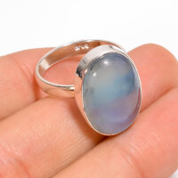 Ring, oval, breit, aus 925er Silber, mit Blauquarz