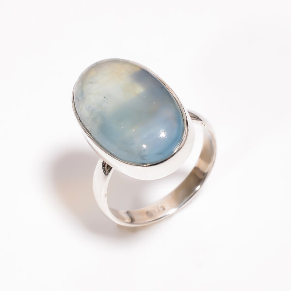 Ring, oval, schmal, aus 925er Silber, mit Blauquarz