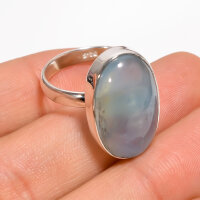 Ring, oval, schmal, aus 925er Silber, mit Blauquarz