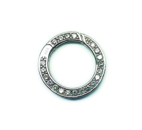 Kettenverkürzer, abgeflacht, 925 Sterlingsilber, mit Steinbesatz, weiß, 25 mm - ca. 5,28 gr