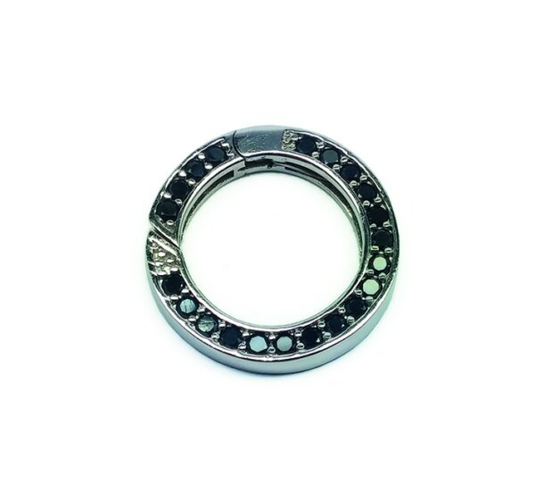 Kettenverkürzer, abgeflacht, 925 Sterlingsilber, mit Steinbesatz, schwarz, 25 mm - ca. 4,96 gr