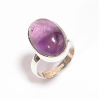 Ring, oval, breit, aus 925er Silber, mit Amethyst