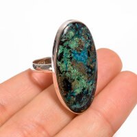 Ring, oval, groß, aus 925er Silber, mit Shattuckit
