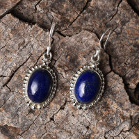 Ohrringe, oval, verziert, aus 925er Silber, mit Lapislazuli