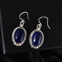 Ohrringe, oval, verziert, aus 925er Silber, mit Lapislazuli