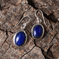 Ohrringe, oval, klein, aus 925er Silber, mit Lapislazuli