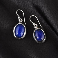 Ohrringe, oval, klein, aus 925er Silber, mit Lapislazuli