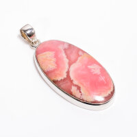 Anhänger, oval, aus 925er Silber, mit Rhodochrosit