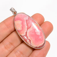 Anhänger, oval, aus 925er Silber, mit Rhodochrosit