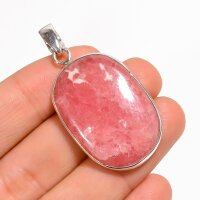 Anhänger, oval, aus 925er Silber, mit Rhodochrosit