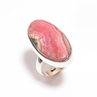 Ring, oval, schmal, aus 925er Silber, mit Rhodochrosit