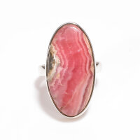 Ring, oval, schmal, aus 925er Silber, mit Rhodochrosit