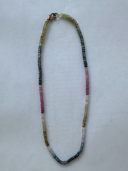 Halskette Saphir, faccetiert, multi, bunt